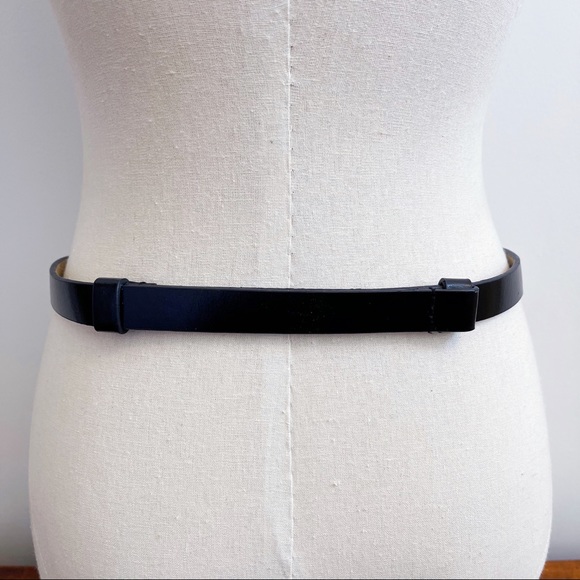 Chico’s Silver Tone Rhinestone Buckle Black Belt S - Picture 4 of 16